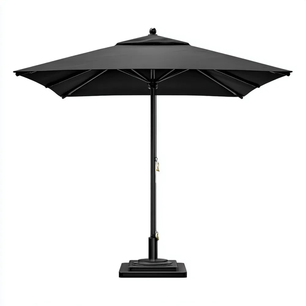 Patio Umbrella 2.5m x 2.5m x 2.6m – Waterproof Fabric – Black – Outdoor Shade