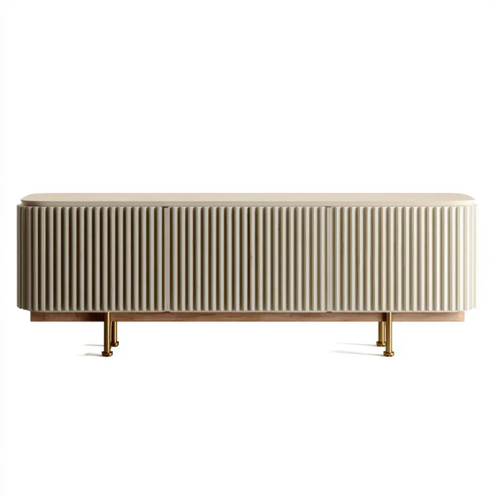 TV Stand Solid Wood 150x40x50 cm - Beige - Modern Design
