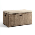 Wicker Storage Bench with Cushion 100x45x50 cm - Beige - Ideal for Indoor/Outdoor