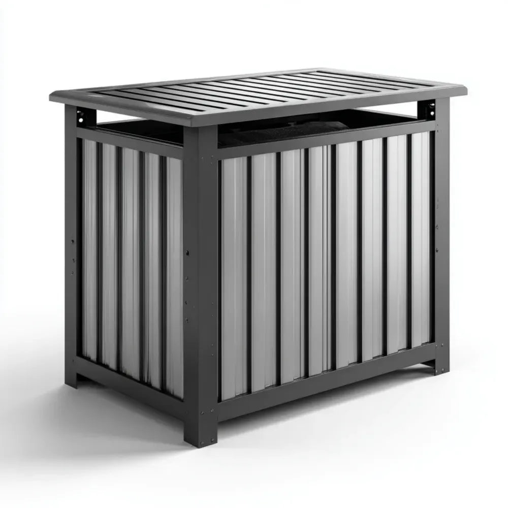 Metal Storage Box Outdoor 110x70x90 cm – Grey – Weatherproof Design