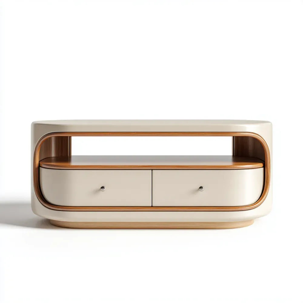 Contemporary TV Stand 120x45x50 cm - Beige/Wood