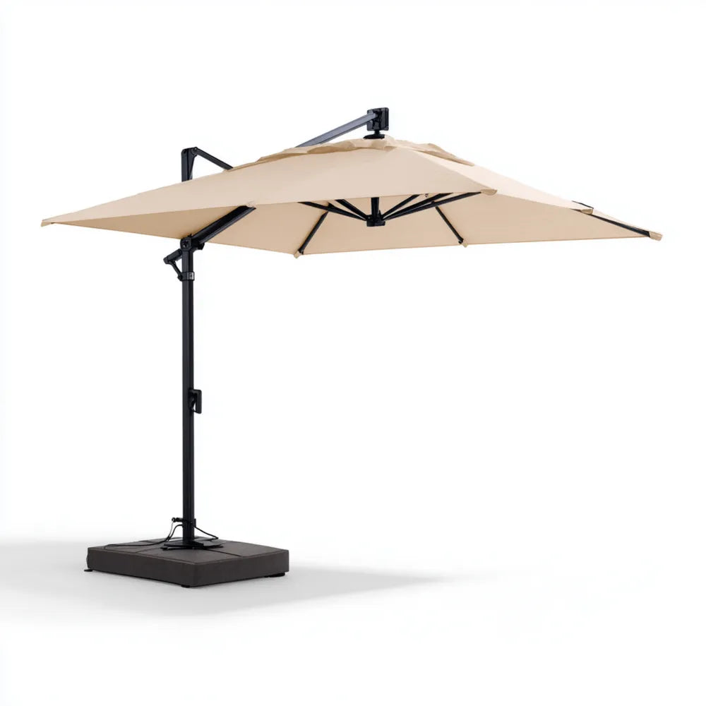 Cantilever Umbrella - 300x300x250 cm Polyester Beige - Adjustable Outdoor Use