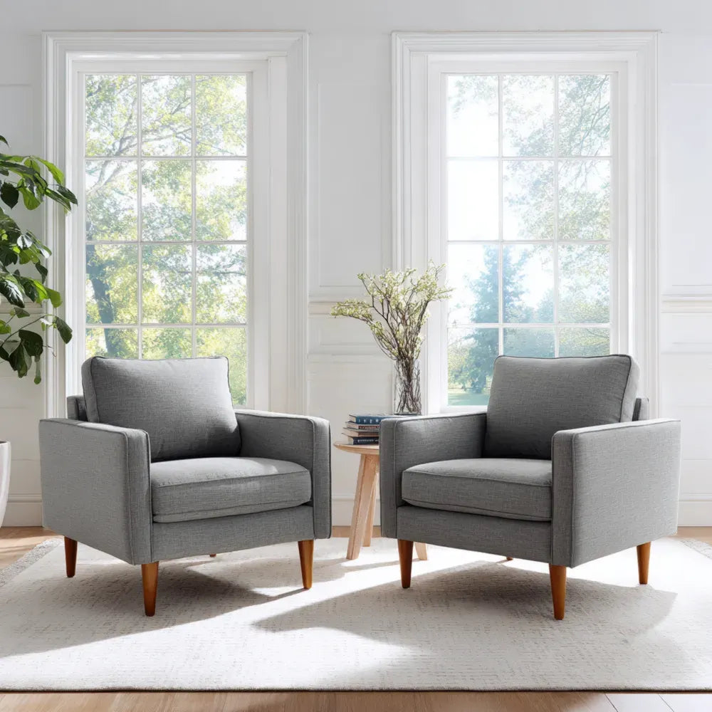 Armchair Fabric Upholstered 75x80x90 cm - Light Gray - Contemporary Design