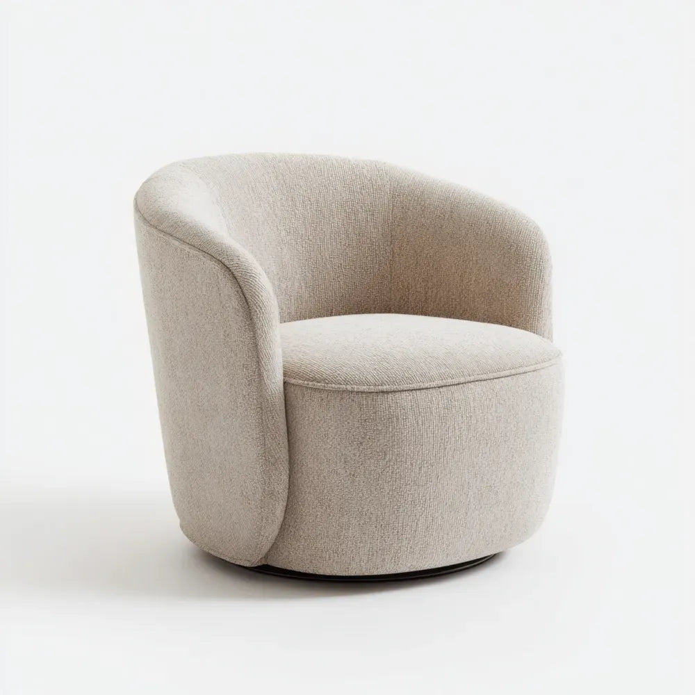 Swivel Armchair Fabric Upholstery 70x75x70 cm - Beige - Modern Design